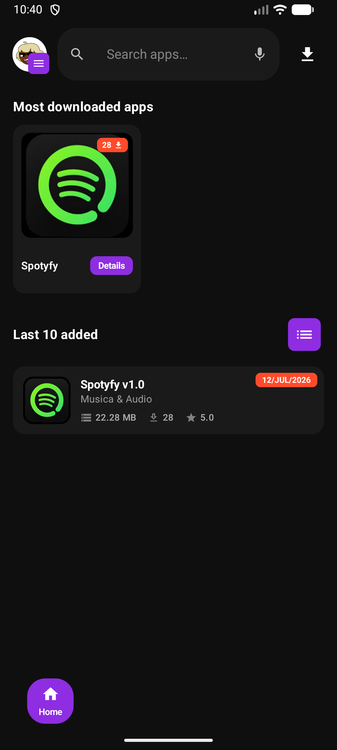 Inicio de Nova Store con apps destacadas